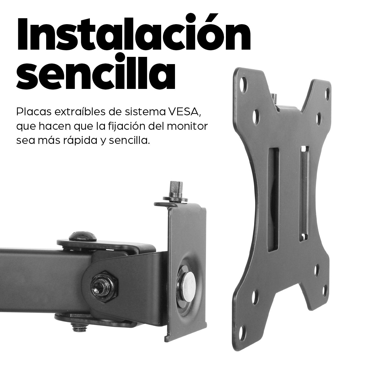 Manhattan Soporte doble de sobremesa para TV/monitores (Articulado), para pantallas de 10" a 27", fijación con abrazadera, Compatibilidad VESA: 75×75