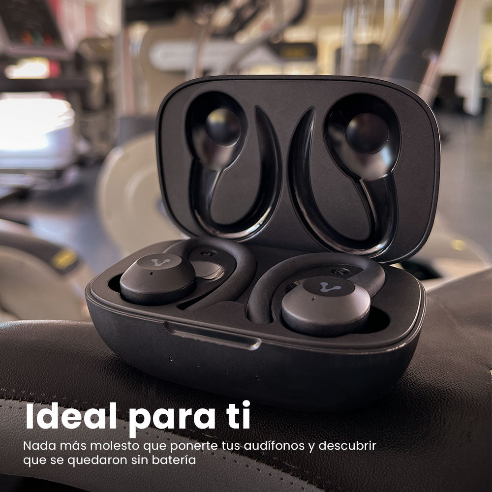 AUDÍFONOS VORAGO ESB-500-PLUS TWS BLUETOOTH 5.0 IPX5 MANOS LIBRES EARHOOKS DESMONTABLES.