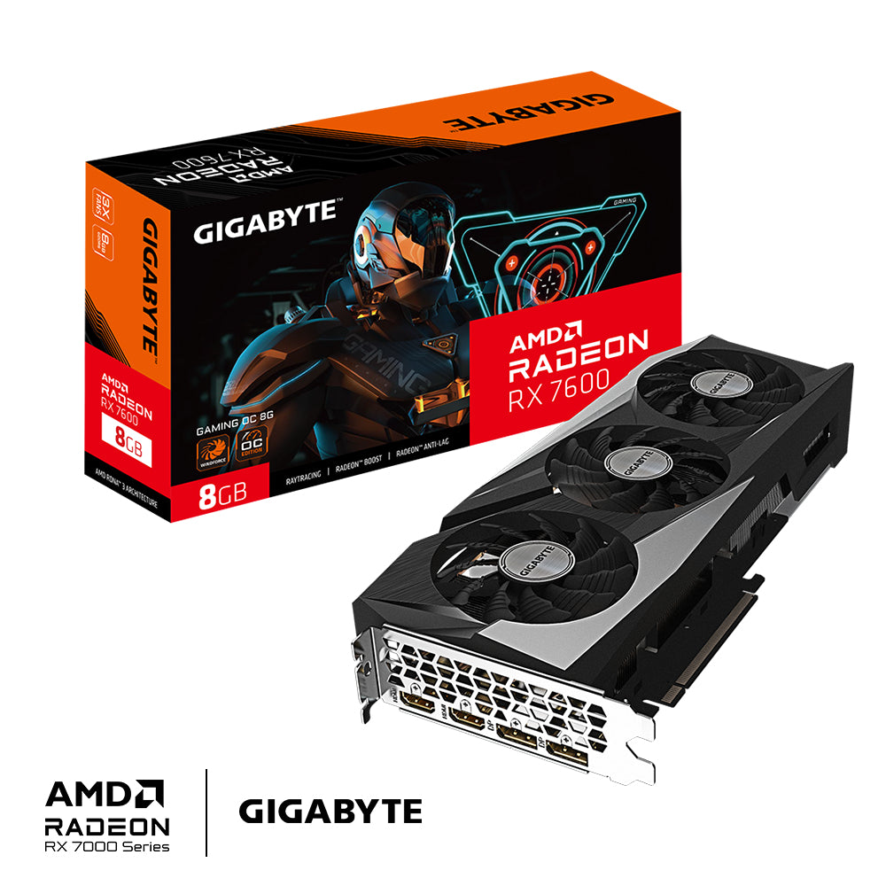 GIGABYTE Radeon RX 7600 GAMING OC 8G tarjetas gráficas AMD Radeon RX 7600 2355 MHz 2755 MHz