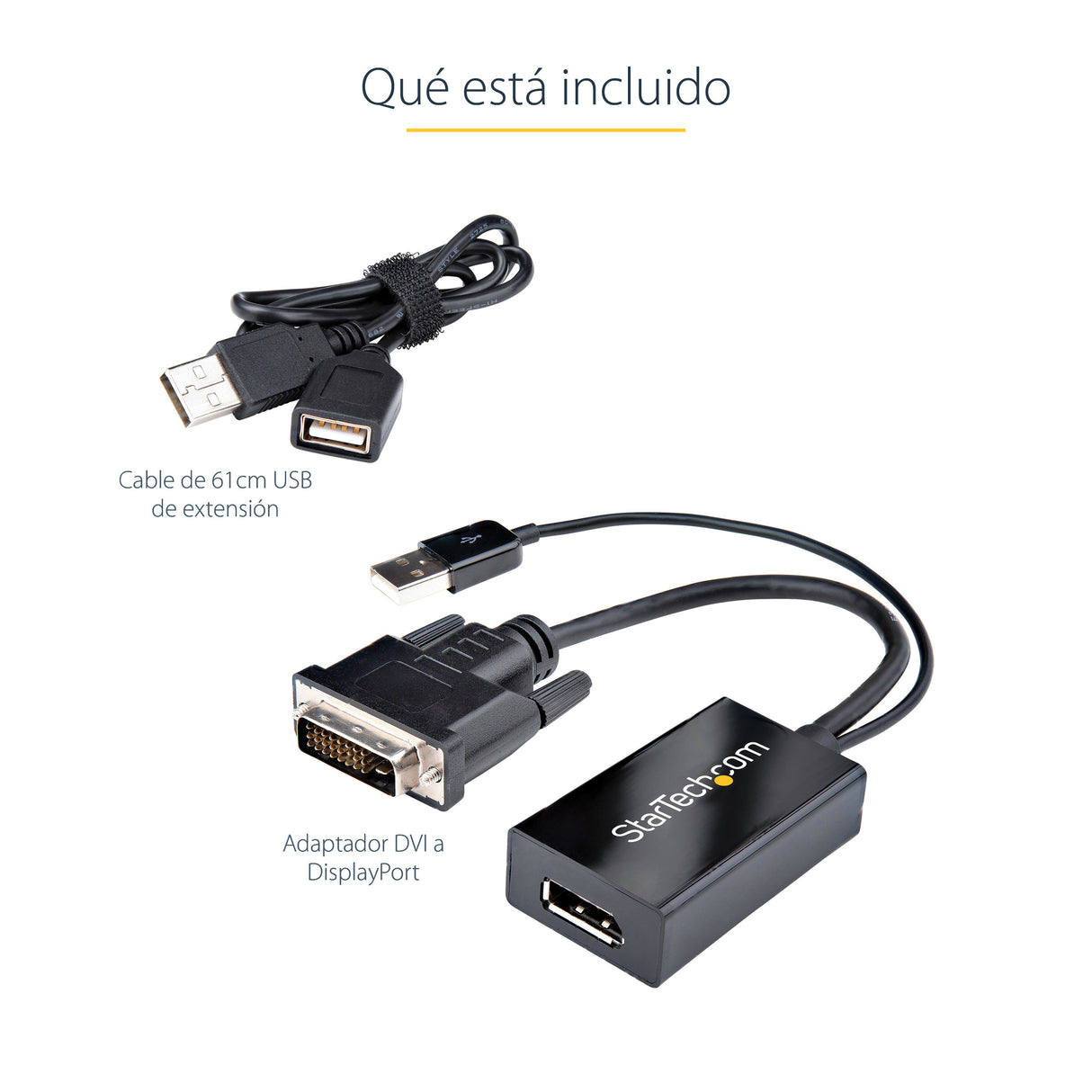 StarTech.com Adaptador DVI a DisplayPort Alimentado por USB - Conversor DVI a DisplayPort - Convertidor DVI-D a DP - 192