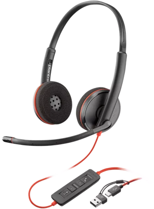 HP Poly Auriculares Poly Blackwire 3220 estéreo USB-C + adaptador USB-C/A (paquete) Auriculares Auriculares Diadema Oficina/Centro de llamadas Binaural