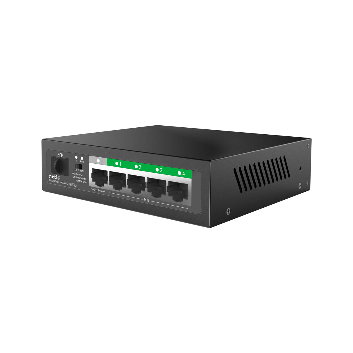Netis System Uplink POE Switch No administrado Gigabit Ethernet (10/100/1000) Energía sobre Ethernet (PoE) Negro