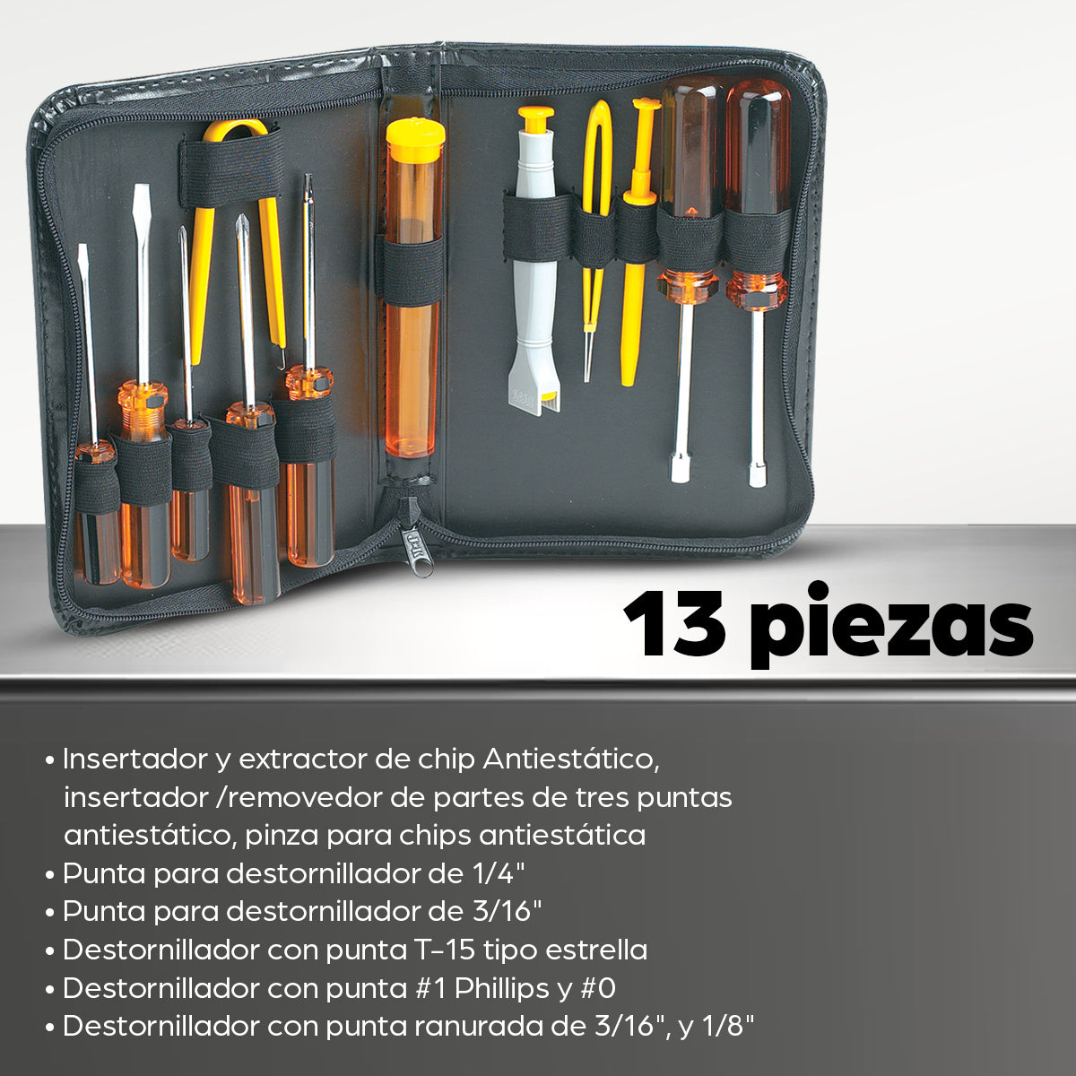 Manhattan Juego de herramientas básicas para computadora juegos de herramientas mecanicas Llave de vaso, Phillips 1/4" Vinilo Negro