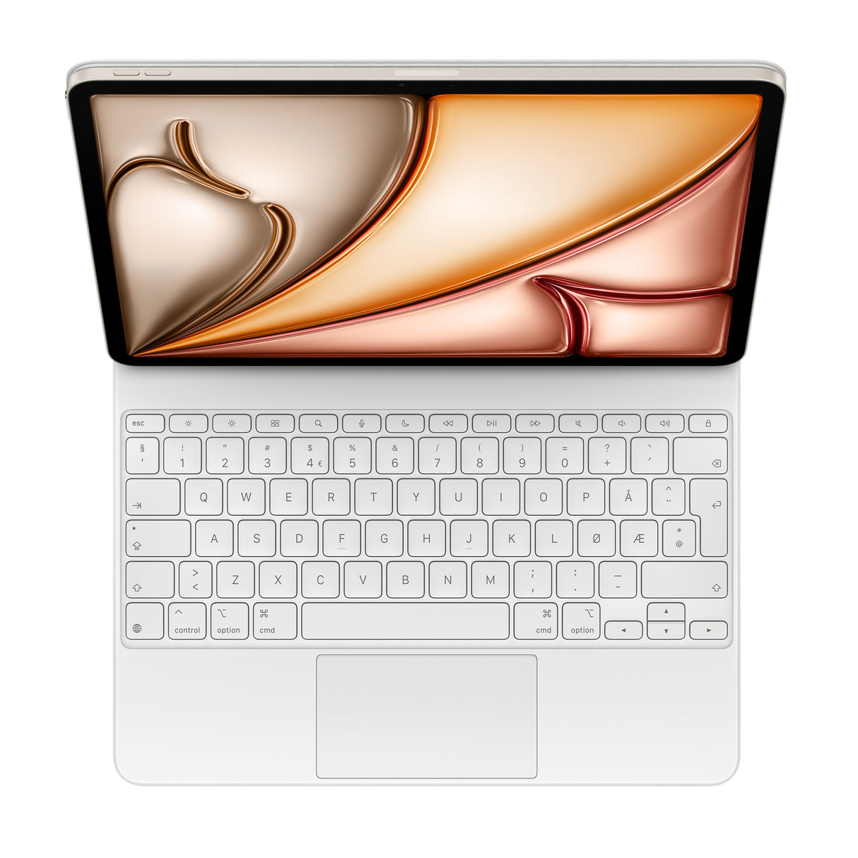 Apple Magic Keyboard QWERTY Noruego Blanco, Trackpad, Interruptor de llave de tijera, iPad Air 13" (M3) iPad Air 13" (M2