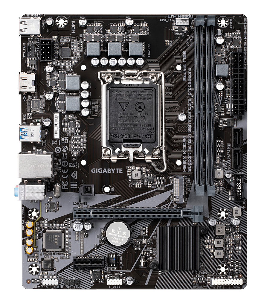 GIGABYTE H610M K DDR4 Placa base - Compatible con procesadores Intel Core 14th Gen CPUs, 3+1+1 Phases Hybrid Power Design, up to 3200MHz DDR4, 1xPCIe 3.0 M.2, GbE LAN, USB 3.2 Gen 1 placas base Intel LGA 1700 1 DDR4-SDRAM