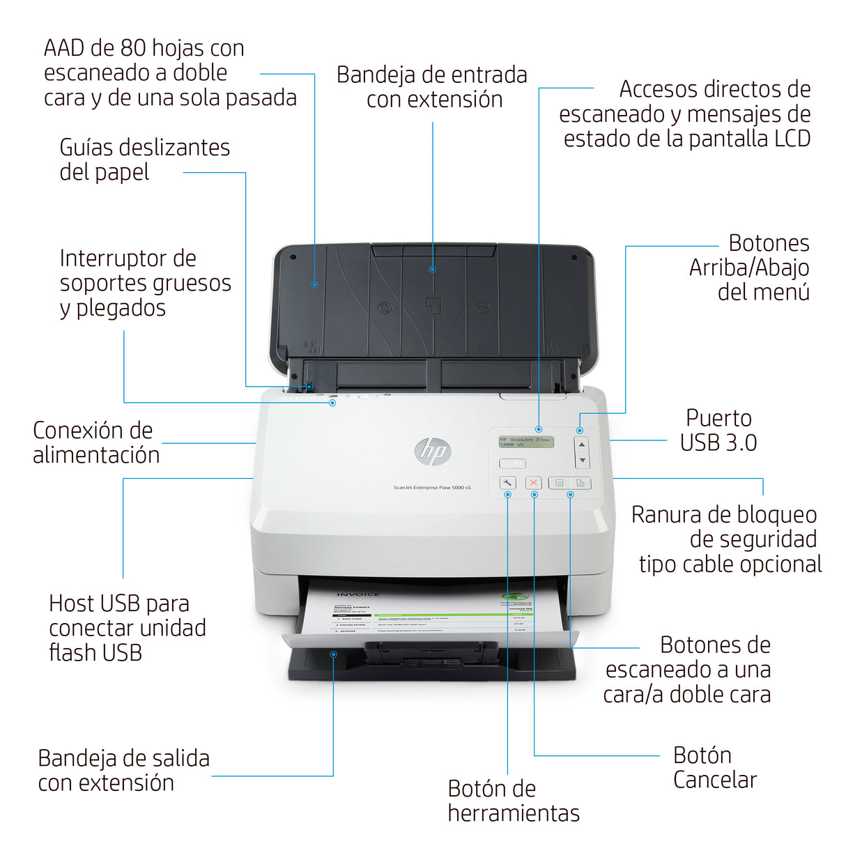 HP ScanJet Enterprise Flow 5000 s5 Escáner 216 x 3100 mm 600 x 600 DPI Si Si