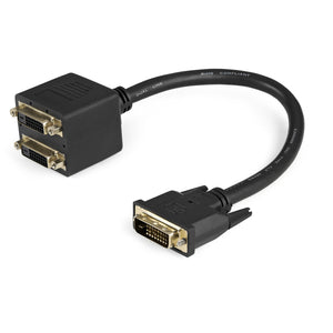 StarTech.com Cable Duplicador Divisor de Vídeo DVI-D de 2 Puertos Salidas Compacto - Bifurcador Cable 0,3 m DVI-D 2 x DVI-D Macho