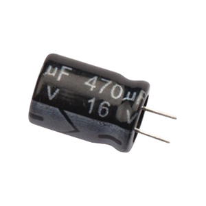 Capacitor Electrolítico de Aluminio, Radial de 470 µFd, 16 Vcc, 105 °C, 8.0 x 11 mm.