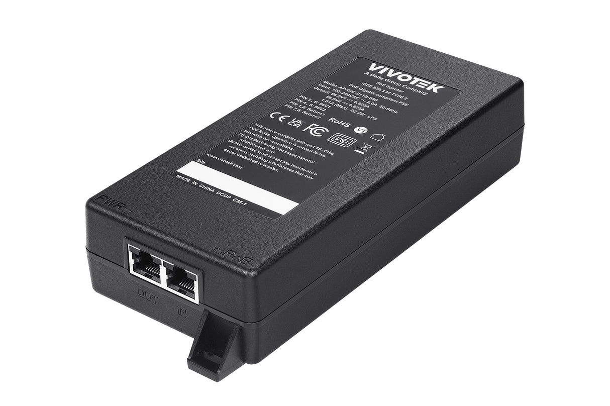 VIVOTEK AP-GIC-011B-090 adaptador e inyector de PoE Ethernet rápido, Gigabit Ethernet 56 V