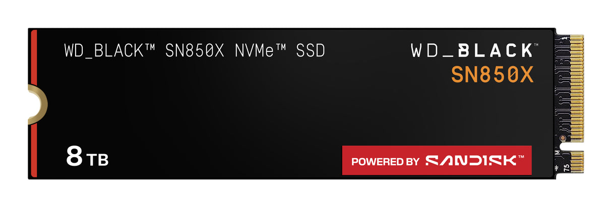 WD Black SSD Interno SN850X 8TB M.2 2280 NVMe PCIe Gen4, Lect. 7200MB/s, Escr. 6600MB/s, TBW 4800