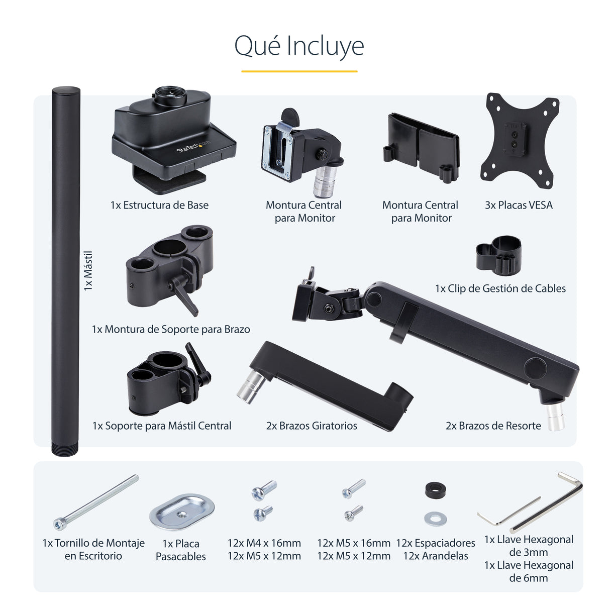 StarTech.com Soporte de Escritorio para 3 Monitores VESA 75x75/100x100 de 27 Pulgadas - Grommet o Abrazadera en C - Ajus