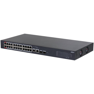 SWITCH DAHUA CS4226-24ET-240 POE DE 26 PUERTOS , 24 PUERTOS POE 10/100/1000 MAS 2 PUERTOS SFP, 240 WATTS TOTALES ADMINIS