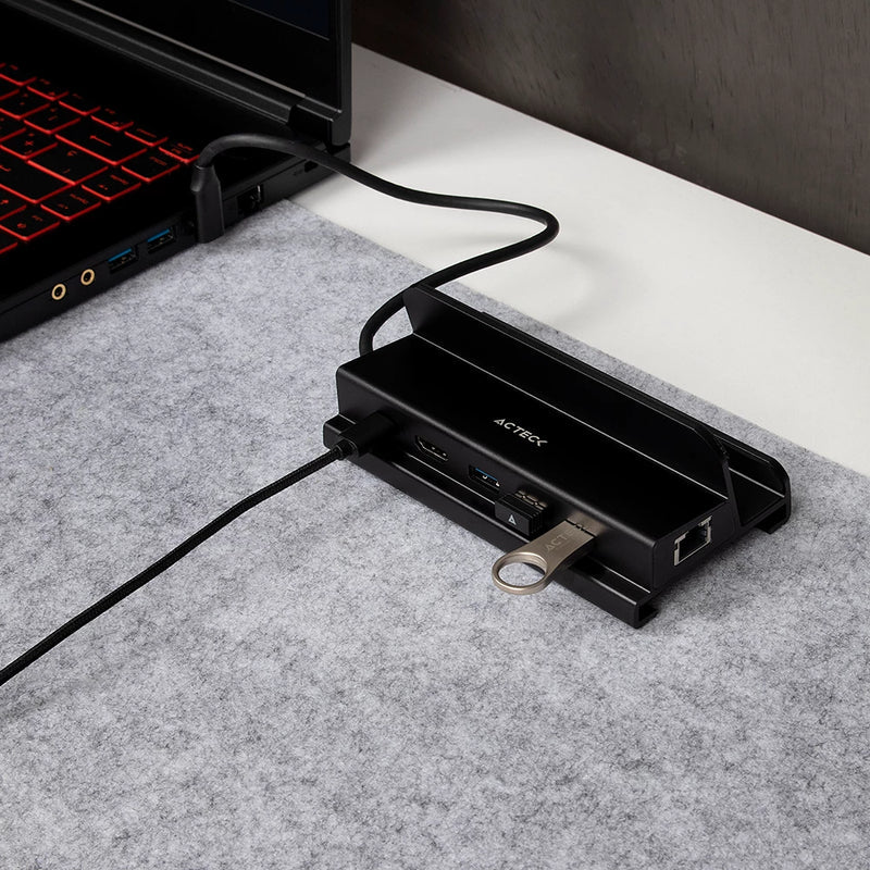 Acteck Gate 6 DH665 USB 3.2 Gen 1 (3.1 Gen 1) Type-C 10200 Mbit/s Negro, HDMI, 3840 x 2160 Pixeles
