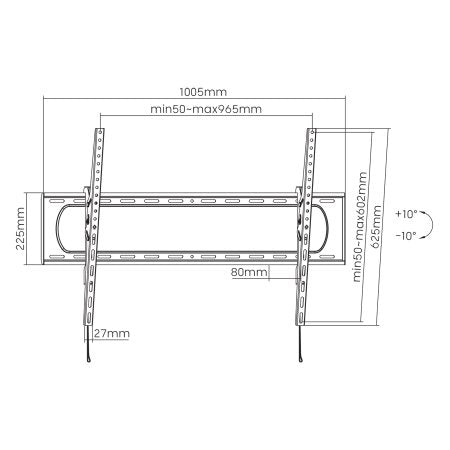 Manhattan 461931 soporte para TV 3.05 m (120") Negro, 900 x 600 mm, Acero