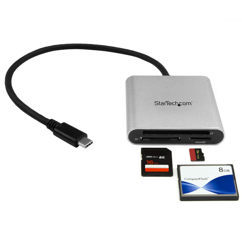 StarTech.com Lector Grabador USB 3.0 de Tarjetas de Memoria SD, Micro SD, CompactFlash - Adaptador USB-C a Tarjetas Flas