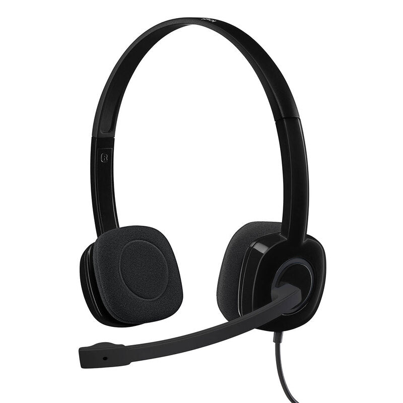 Diadema Logitech H151 Stereo 3.5mm PC Mac Chrome Black, Micrófono Abatible, Control Volumen