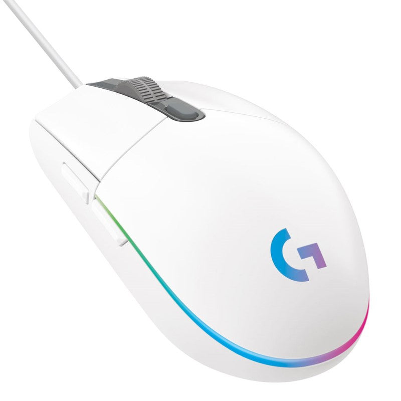 Mouse Logitech G203 USB 8,000 DPI RGB LIGHTSYNC White, 6 Botones Programables, Cable de 2 Metros, Sensor Óptico Avanzado