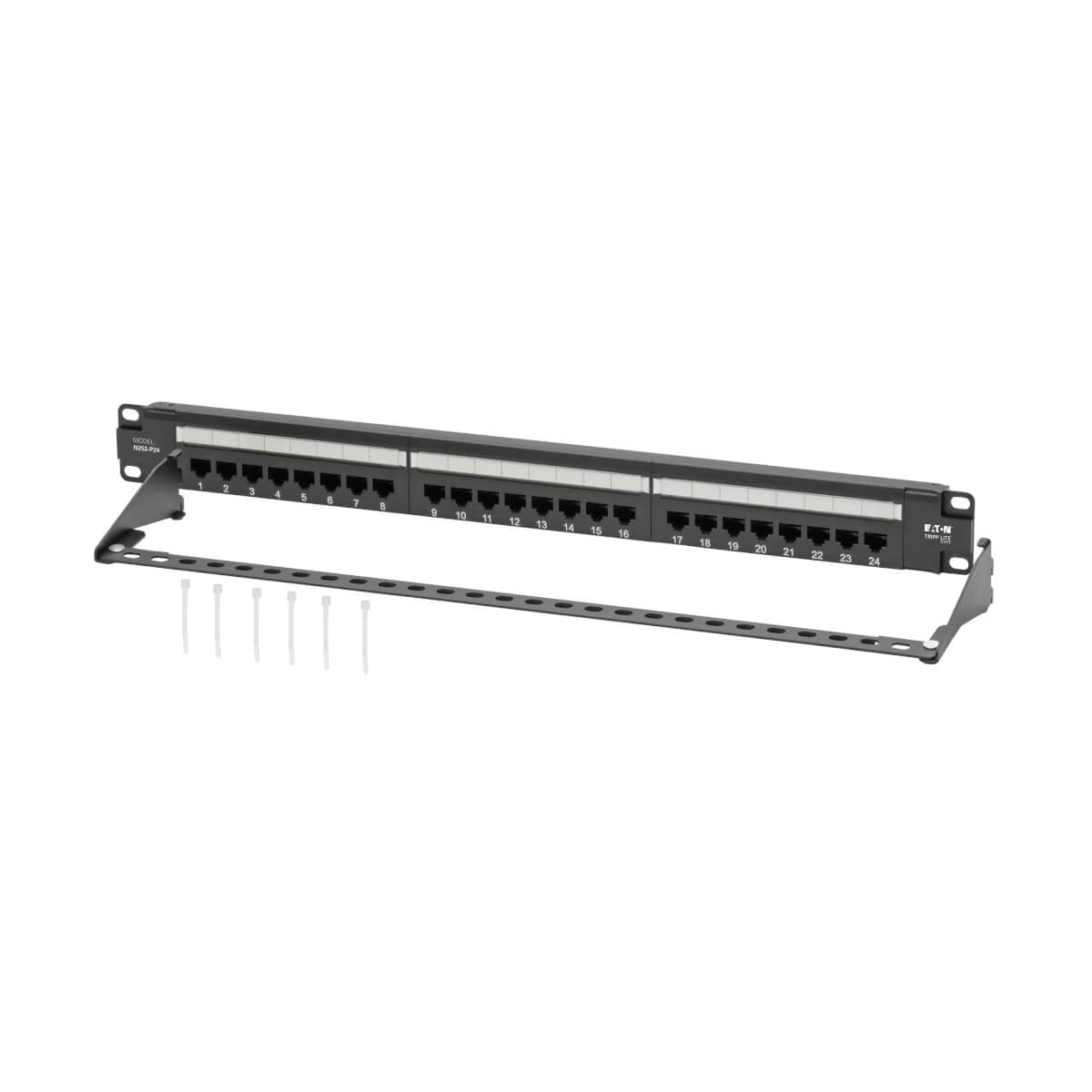 Tripp Lite N252-P24 Panel de Conexiones Cat6 de 24 Puertos – Cumple con PoE+, 110 / Krone, 568A/B, RJ45 Ethernet, Instal