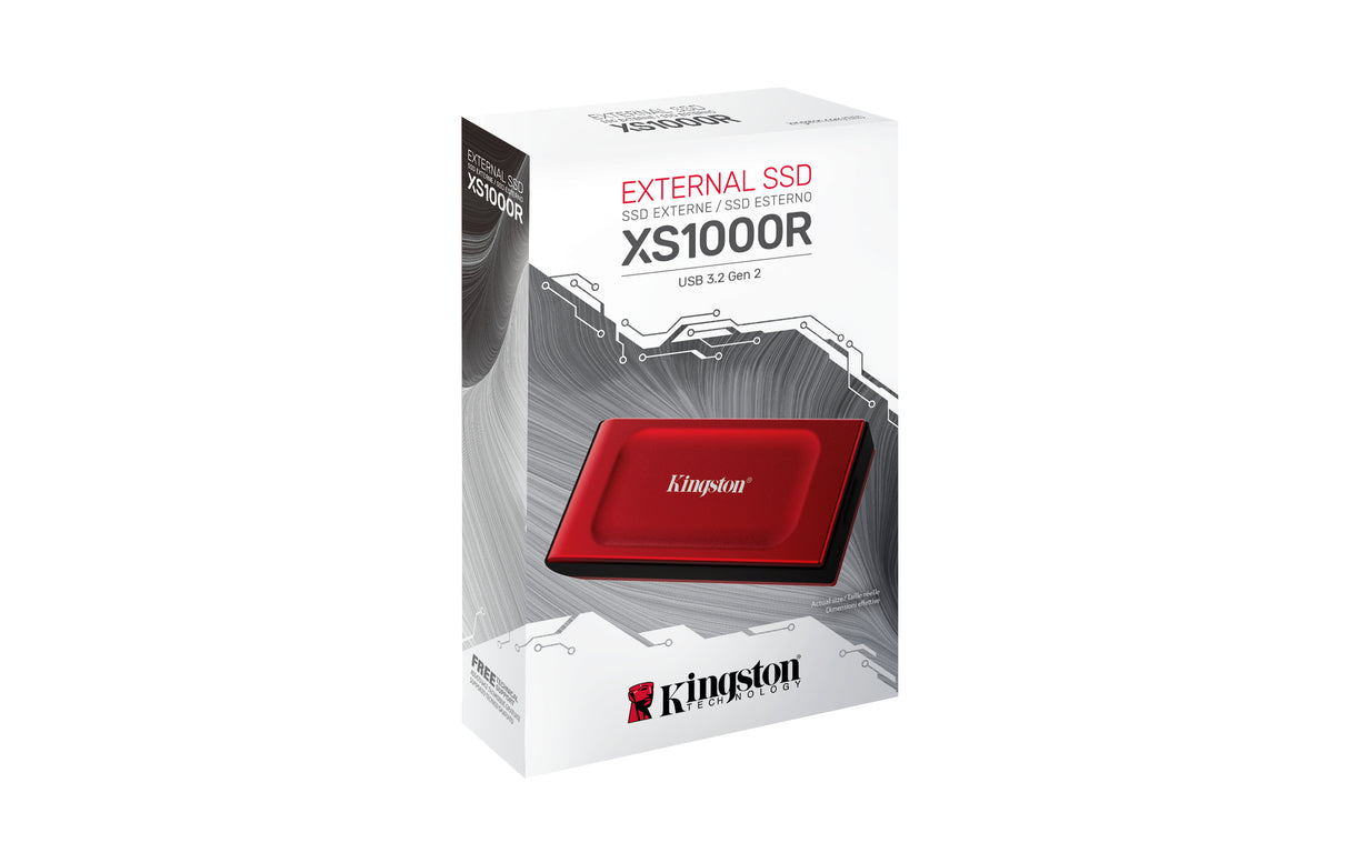 Kingston Technology 2TB SSD externo XS1000 USB 3.2 Gen 2, Rojo unidades externas de estado sólido 2 GB 1050 MB/s 1000 MB