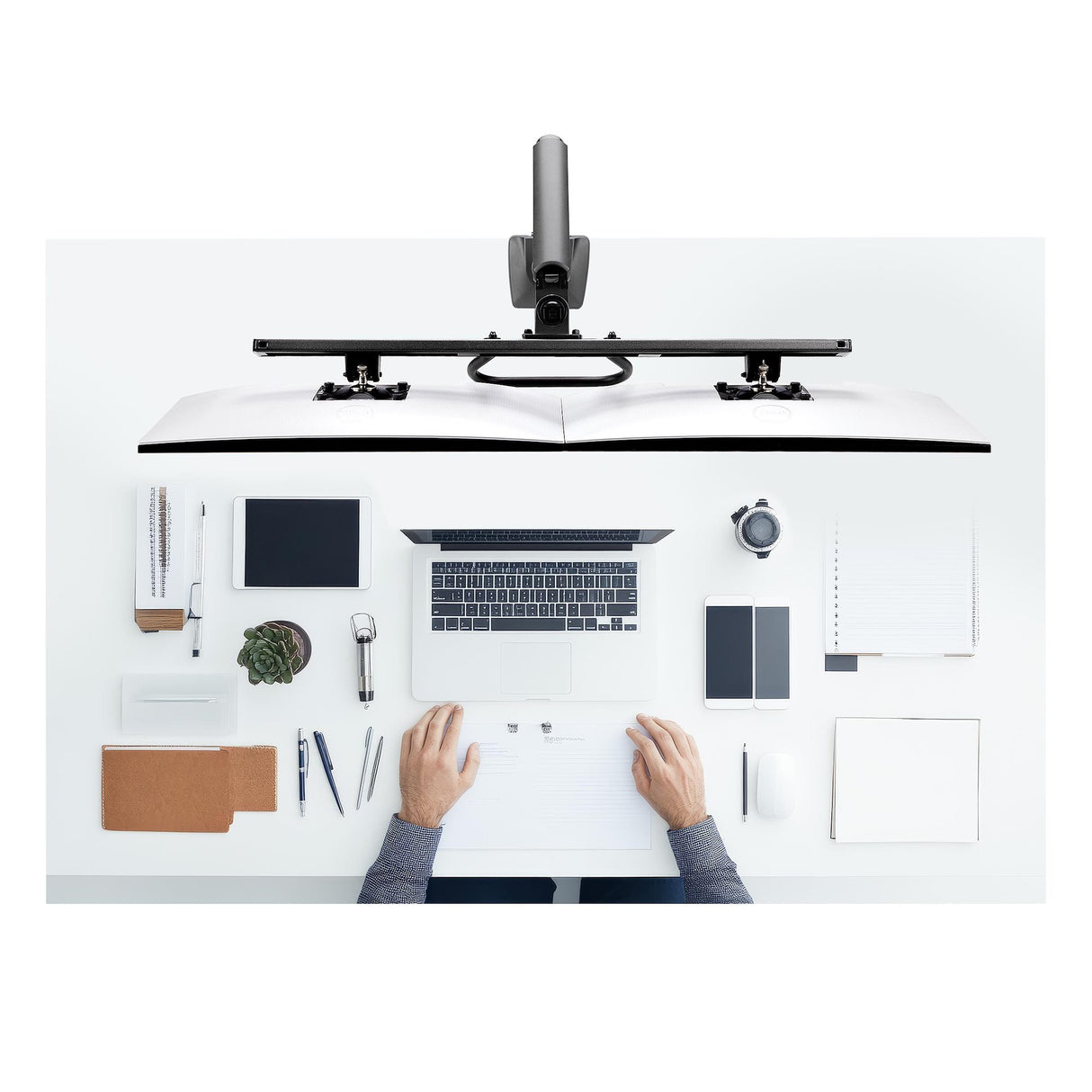 StarTech.com Brazo Soporte de Sobremesa con Travesaño para 2 Monitores - Soporte VESA para Pantallas de 27" - 75x75