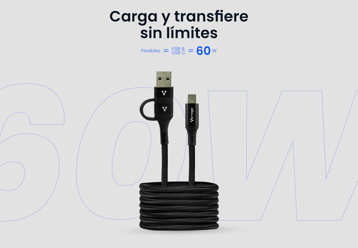 Vorago CAB-126 cable USB 1 m USB A/USB C USB C Negro | Cables USB