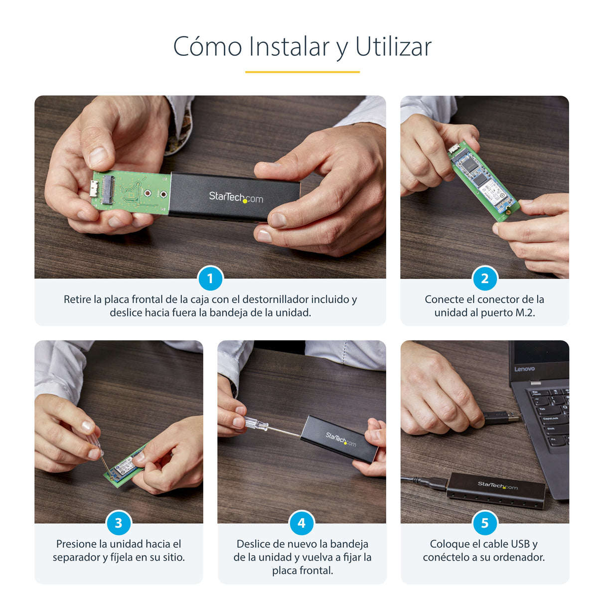 StarTech.com Caja USB 3.0 (5Gbps) a SSD M.2 de Aluminio con UASP - Negro - SATA NGFF M.2 con B Key y B+M Key - Caja Port