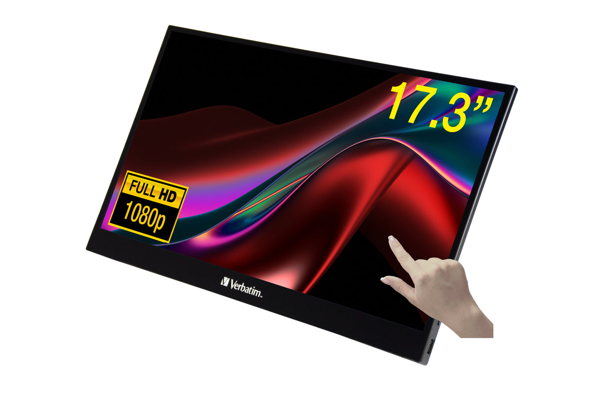 Verbatim 49593 pantalla para PC 43,9 cm (17.3") 1920 x 1080 Pixeles Full HD LCD Pantalla táctil Negro