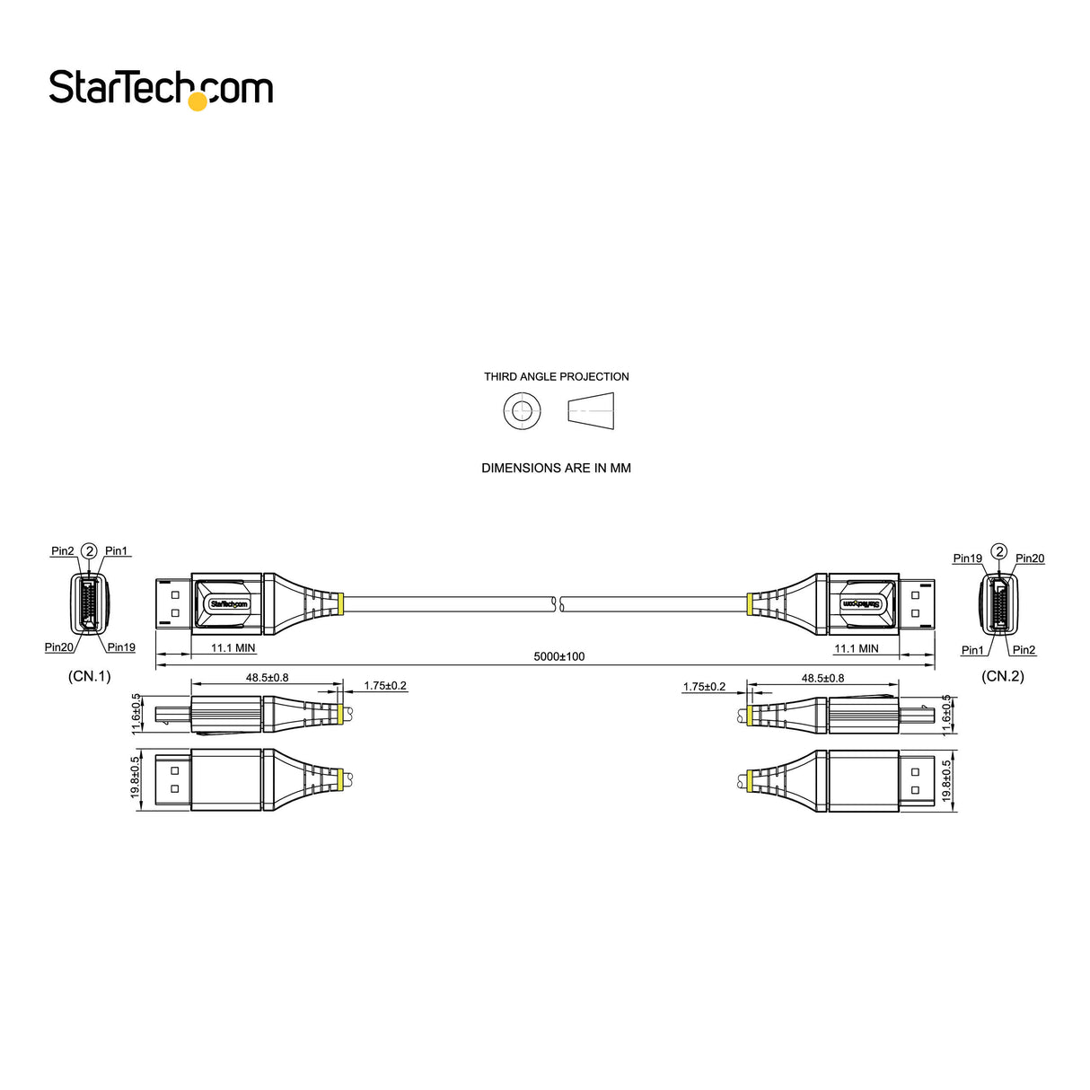 StarTech.com Cable de 5m DisplayPort 1.4 Certificado VESA - 8K de 60Hz HDR10 - Vídeo Ultra HD 4K de 120Hz - Cable DP 1.4