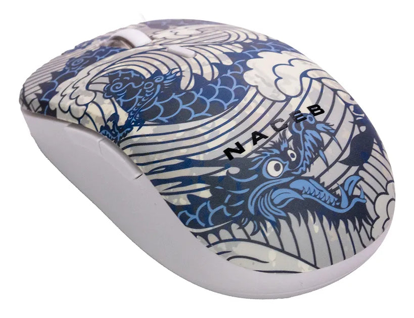 Naceb Technology Na-0138 ratón Ambidiestro RF inalámbrico 1600 DPI, Azul, Blanco
