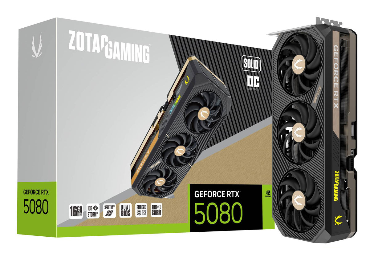 Zotac GAMING GeForce RTX 5080 SOLID OC NVIDIA 16 GB GDDR7, 256 Bit, 15360 x 8460 Pixeles, PCI Express x16 5.0