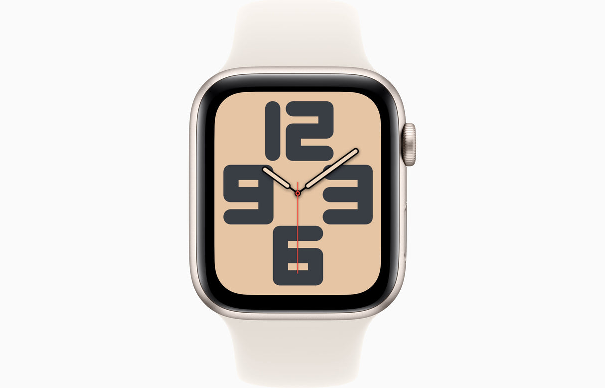 Apple Watch SE GPS + Cellular, Caja de aluminio blanco estelar de 44 mm, Correa deportiva blanco estelar - M/L
