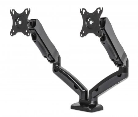 Manhattan Soporte de escritorio, de aluminio, con pistón de gas, para dos monitores Monitor Negro