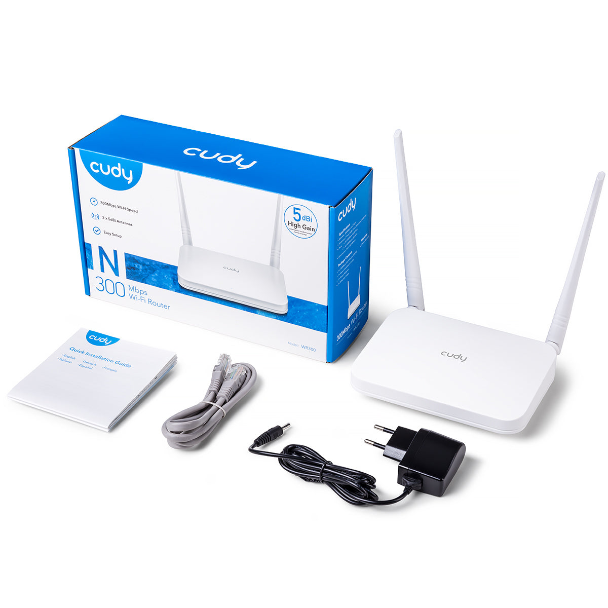 Cudy WR300 router inalámbrico Ethernet rápido Banda única (2,4 GHz) Blanco, Wi-Fi 4 (802.11n), Router de mesa