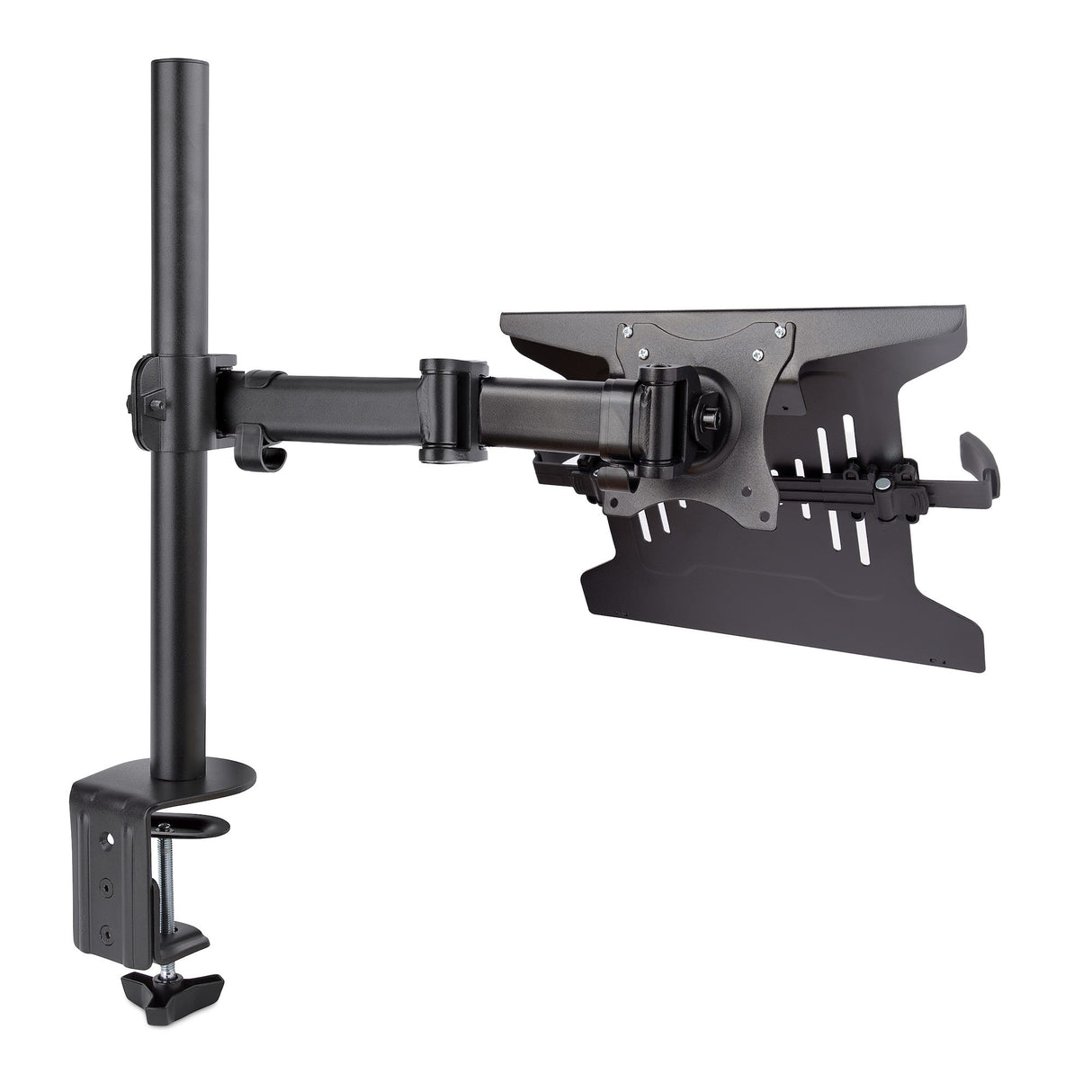StarTech.com Soporte de Montaje para Portátil - Soporte VESA de Monitor de 34 Pulgadas (8kg) o Bandeja VESA Articulada para Portátil (4,5kg) - Montaje en Grommet/Mordaza Laptop Negro Plástico, Acero 33 cm (13") 86,4 cm (34")