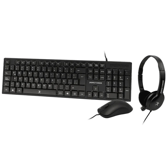 Perfect Choice PC-201717 teclado Ratón incluido Universal USB QWERTY Negro, Alámbrico, Interruptor de membrana