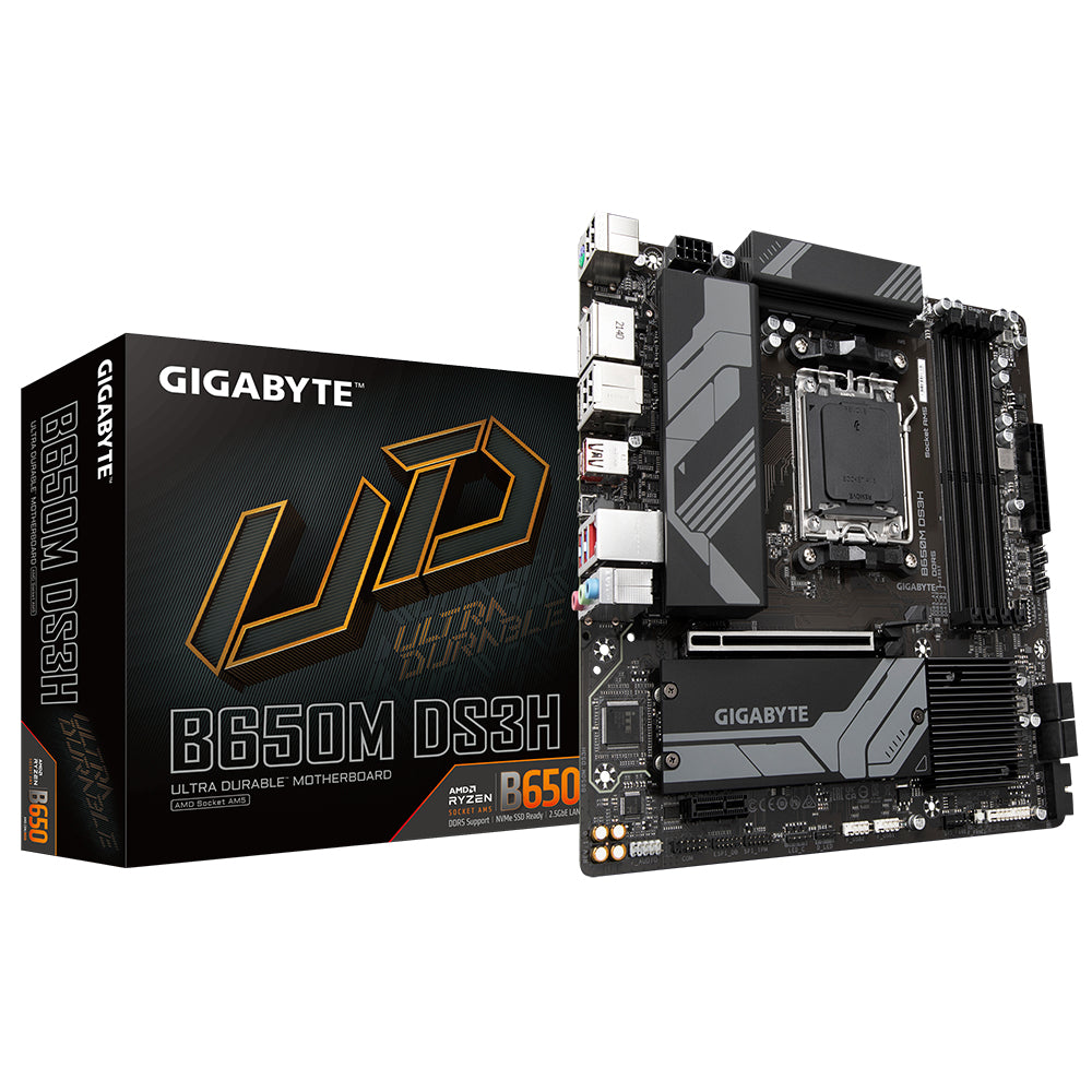 GIGABYTE B650M DS3H Placa base - AMD Ryzen serie 9000, VRM de 6+2+1 fases, hasta 8000 MHz DDR5 (OC), 2xPCIe 4.0 M.2, LAN 2,5 GbE, USB 3.2 Gen 2 placas base AMD Zócalo AM5 Zócalo AM5 DDR5-SDRAM
