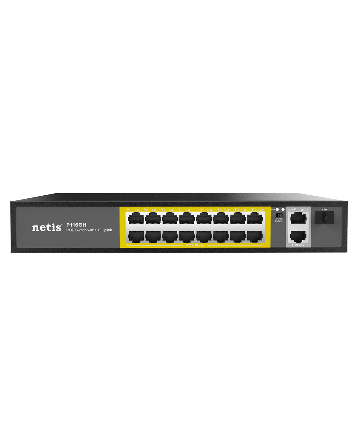Netis System P116GH dispositivo de redes No administrado Fast Ethernet (10/100) Energía sobre Ethernet (PoE) Negro