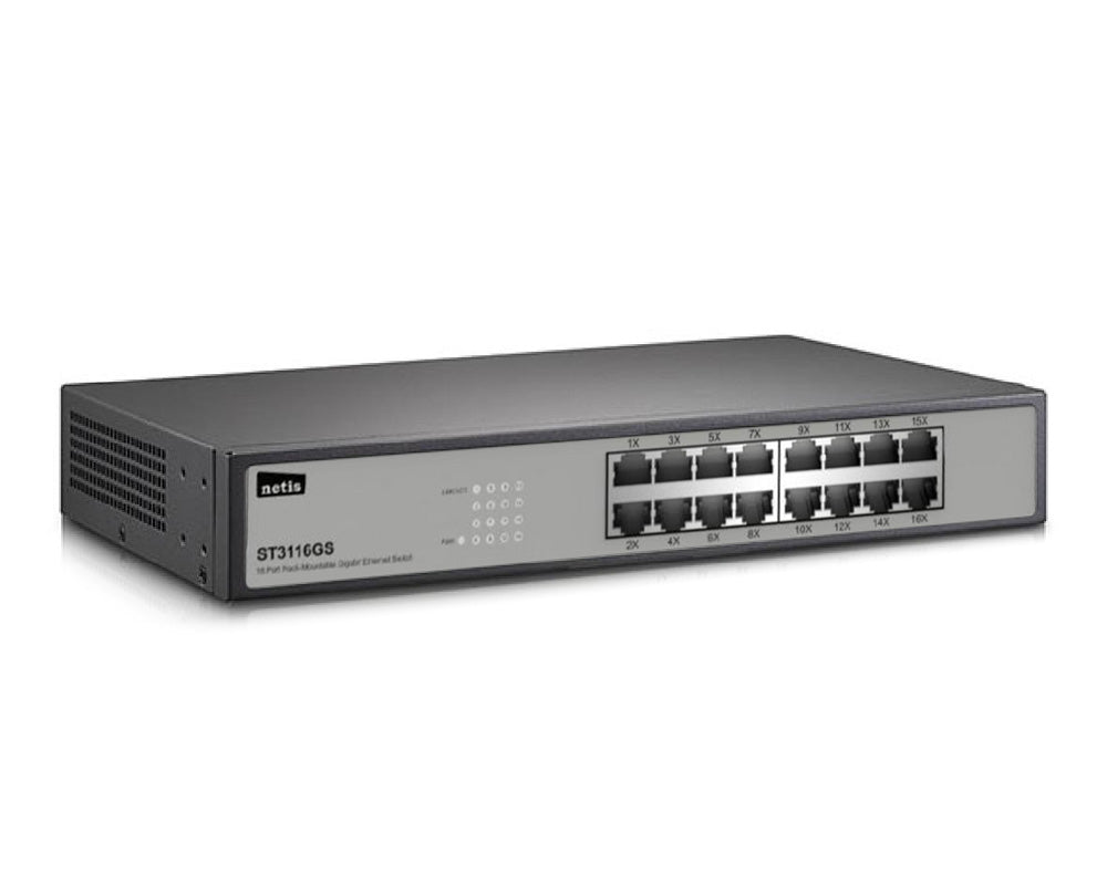 Netis System ST3116GS dispositivo de redes No administrado Gigabit Ethernet (10/100/1000) Negro, Bidireccional completo