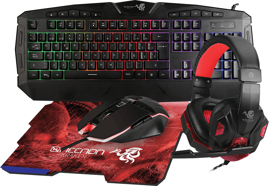 Necnon NGC-KRAKEN teclado Ratón incluido Juego USB Negro, Rojo