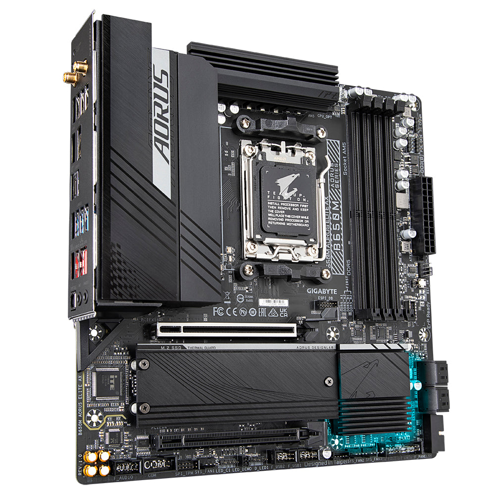 GIGABYTE B650M AORUS ELITE AX Placa base - AMD Ryzen serie 9000, VRM de 12+2+1 fases, hasta 8000 MHz DDR5 (OC), 1xPCIe 5.0 + 1xPCIe 4.0 M.2, LAN 2,5 GbE, WIFI 6E, USB 3.2 Gen 2 placas base AMD Zócalo AM5 Zócalo AM5 DDR5-SDRAM