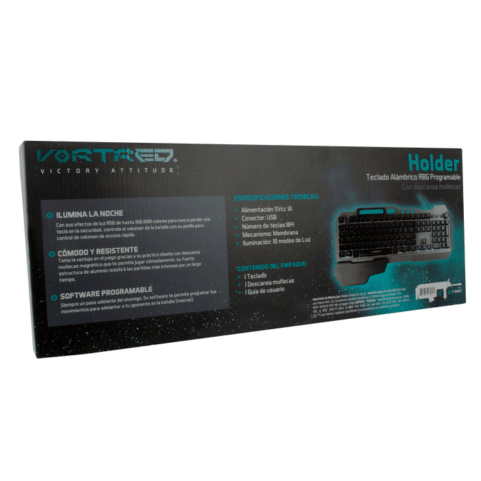 Perfect Choice HOLDER teclado Juego USB Negro, Tamaño completo (100%), Alámbrico, Interruptor de membrana