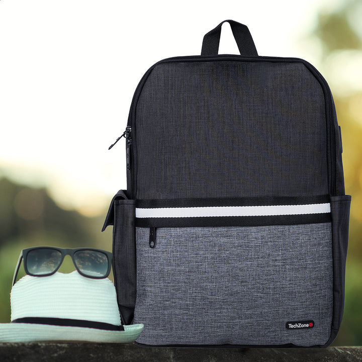 TechZone TZ21LBP01-A mochila Mochila casual Negro, Gris Nylon, Poliéster, Compartimento del portátil