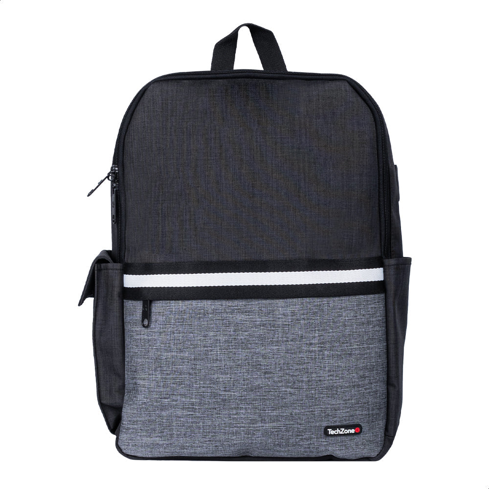 TechZone TZ21LBP01-A mochila Mochila casual Negro, Gris Nylon, Poliéster, Compartimento del portátil