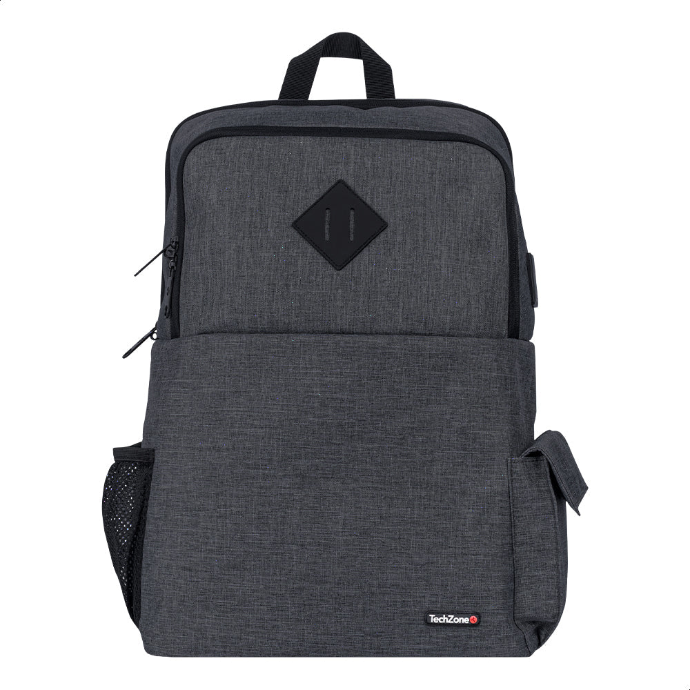 TechZone TZ21LBP03-B mochila Mochila casual Gris Nylon, Poliéster, Compartimento del portátil