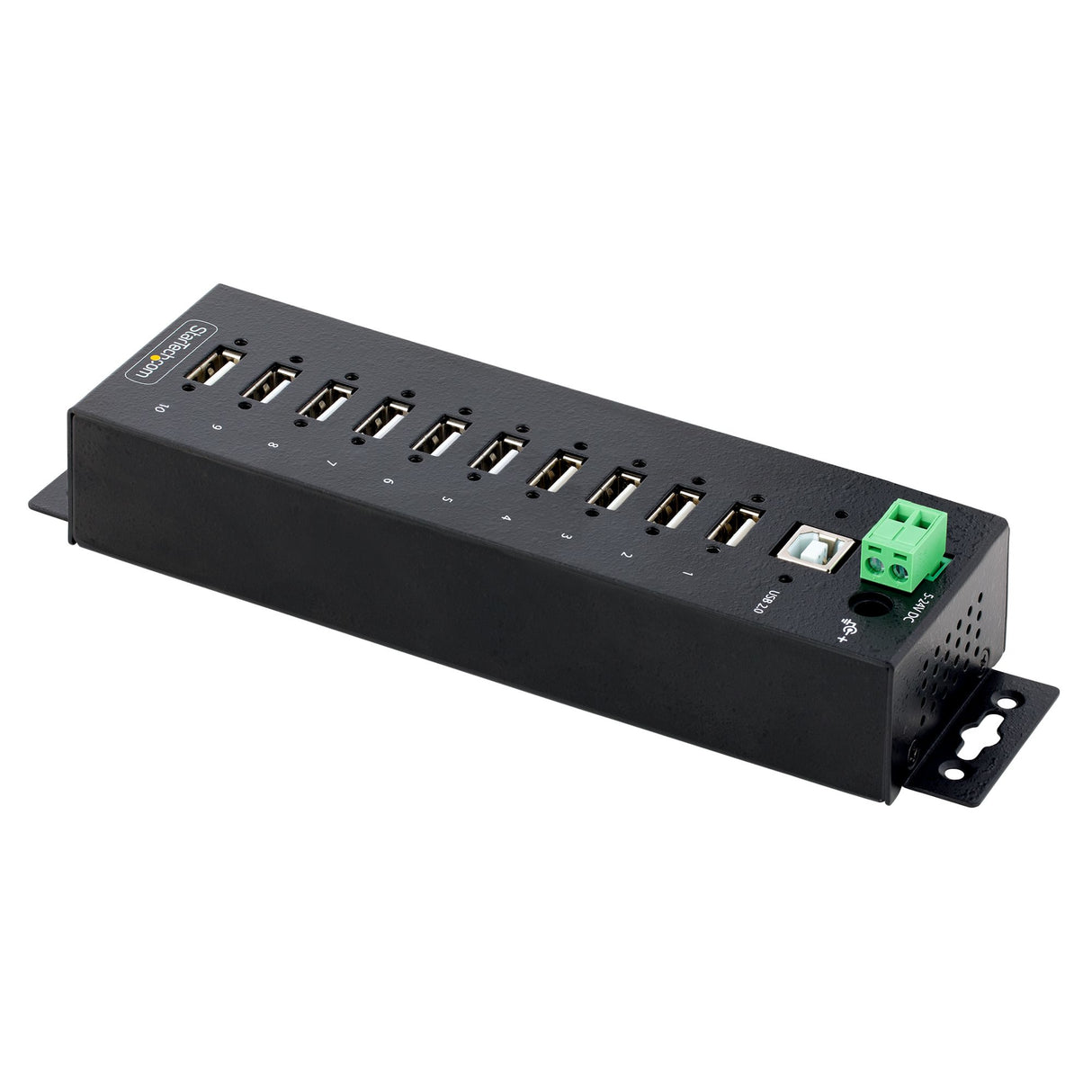 StarTech.com Hub Concentrador USB 2.0 de 10 Puertos - Hub USB Resistente con Protección de ESD de Nivel 4 - de Escritorio, Pared, DIN - con Puertos Bloqueables - Ladrón USB hubs de interfaz USB 2.0 Type-B USB 2.0 10 10