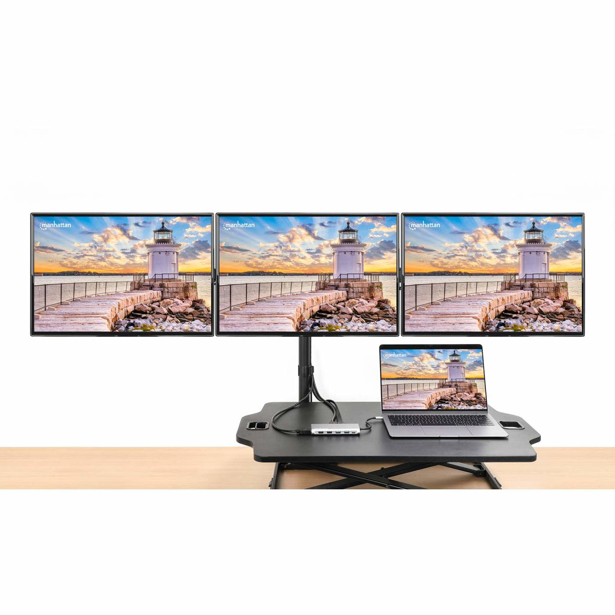 Manhattan Docking Station USB-C para Triple Monitor Laptop Alámbrico USB 3.2 Gen 1 (3.1 Gen 1) Type-C 4 2