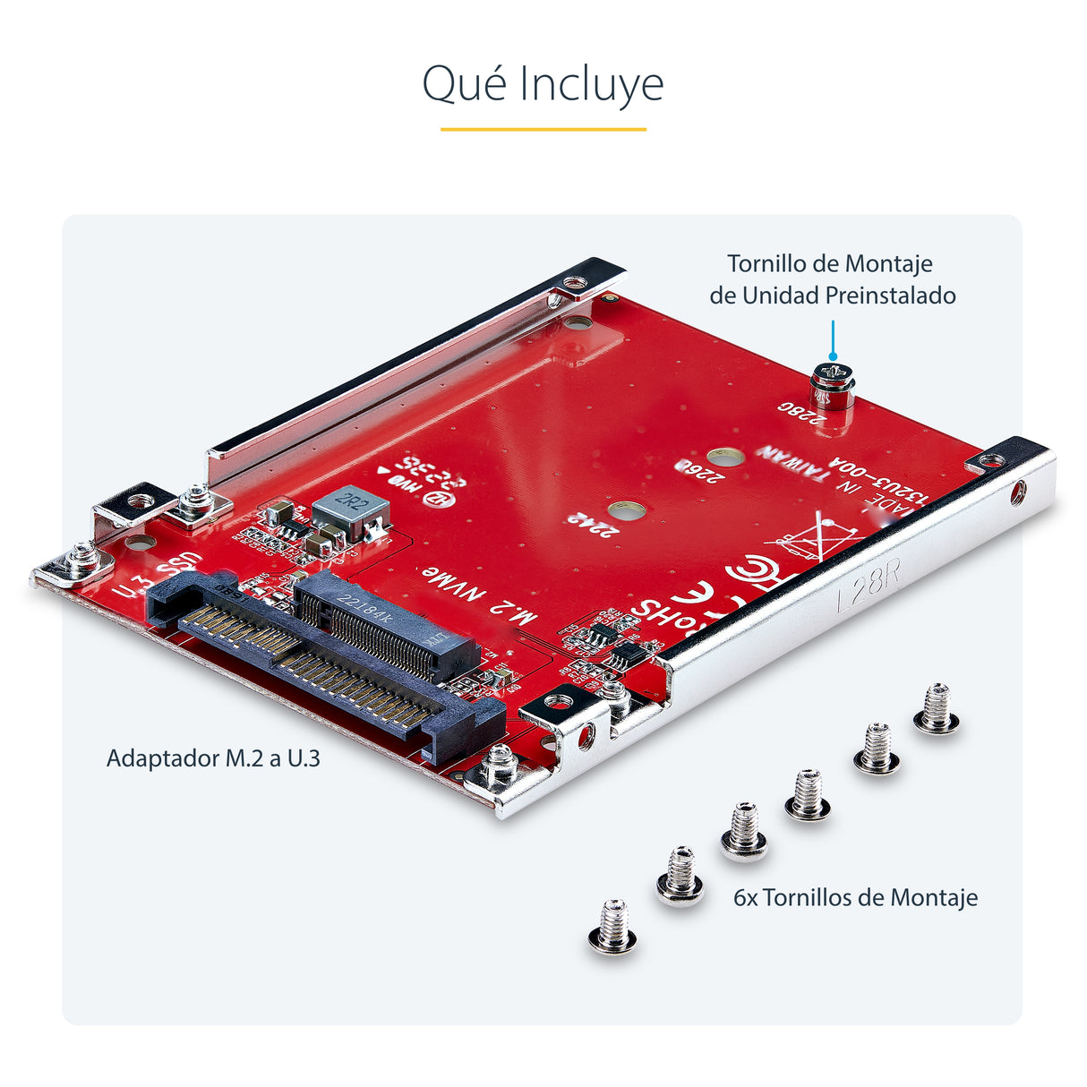 StarTech.com Adaptador M.2 a U.3 para SSDs M.2 NVMe - Conversor Adaptador de Host de Unidad M.2 PCIe a U.3 de 2,5 (SFF-T