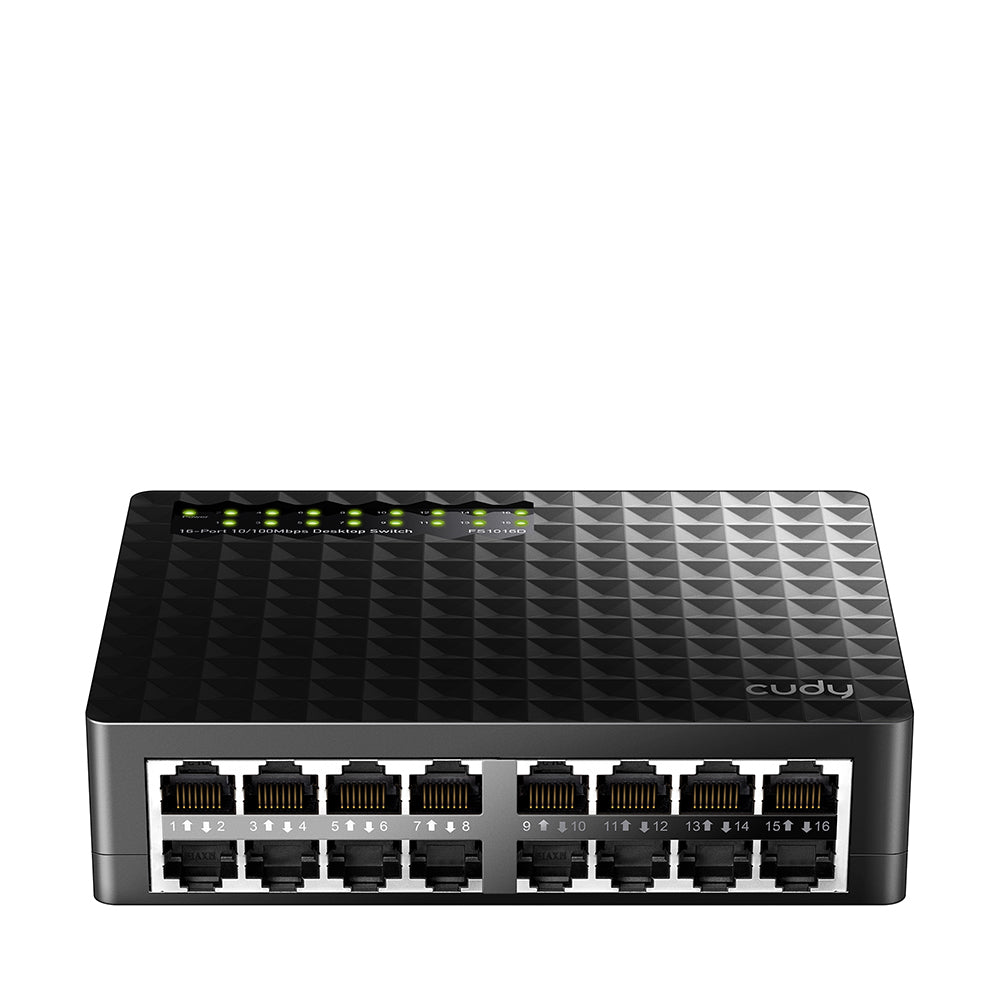 Cudy FS1016D dispositivo de redes Fast Ethernet (10/100) Negro, Bidireccional completo (Full duplex)