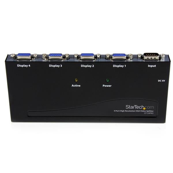 StarTech.com ST124PRO divisores de vídeo VGA 4x VGA 4 Negro