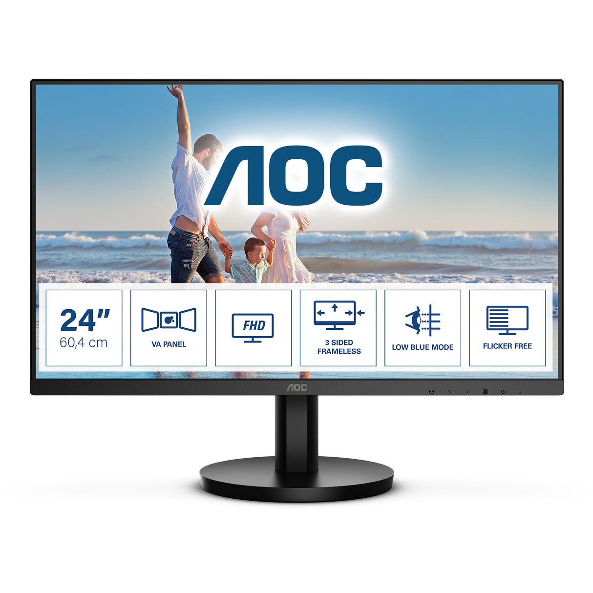 AOC 24B3HM Monitor 60,5 cm (23.8") 1920 x 1080 Pixeles Full HD W-LED Negro